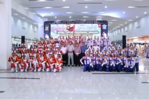 Polda Sumsel menggelar Lomba Patroli Keamanan Sekolah (PKS) tingkat Polda Sumsel di Atrium M1 PTC Mall Palembang