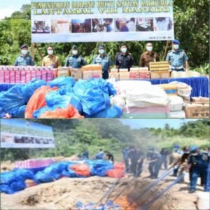 Hasil Tangkapan Satgas Gakkumla Lantamal VIII Manado Gelar Pemusnahan Barang Bukti