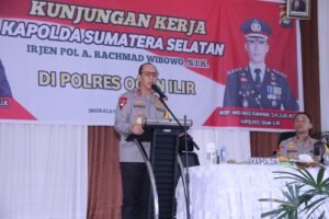 Kepala Kepolisian Daerah (Kapolda) Sumatera Selatan (Sumsel), Irjen Pol A Rachmad Wibowo SIK melakukan kunjungan kerja (kunker) ke Polres Ogan Ilir, Rabu (22/11/2023).