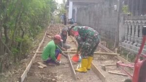 Manunggal Dengan Rakyat, Babinsa Koramil Panggungrejo Bantu Pembangunan Di Wilayah Binaannya