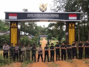 Satgas Pamtas RI-Mly Yonarmed 16/TK Pos Gabma Temajuk Menyambut Kunjungan Polisi Diraja Malaysia (PDRM)