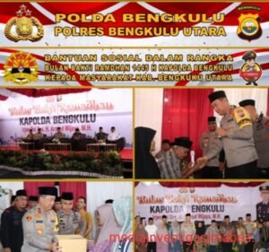 Bulan Bakti Ramadhan Kapolda Bengkulu Bagikan Paket Sembako Kepada Warga Kurang Mampu di Wilayah Bengkulu Utara Berbagi Berkah Ramadhan Kapolda Bengkulu Salurkan 100 Paket Sembako Untuk Masyarakat
