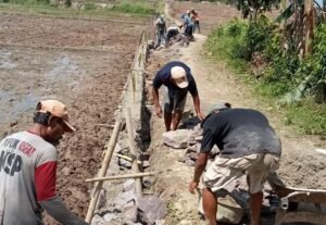 Bhabinkamtibmas Polsek Gadingrejo Bersama Warga Bangun Akses Jalan di Desa Wonodadi