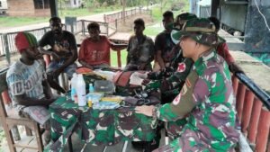 Satgas Yonif 125/SMB Gelar Pelayanan Kesehatan di Pos Kimaam