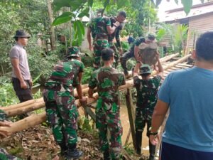 Satgas Pamtas RI-Malaysia Yonzipur 5/ABW Laksanakan Karya Bhakti