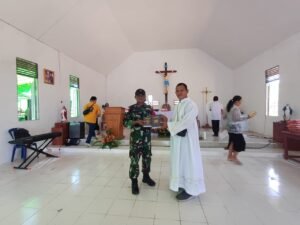 Satgas Pamtas RI-Malaysia Yonzipur 5/ABW Hadiri Peresmian Gereja Katolik Santo Stepanus