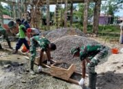 Satgas Yonif 762/VYS Gelar Karya Bhakti Pembangunan Gereja Bersama Warga di Kampung Kokas
