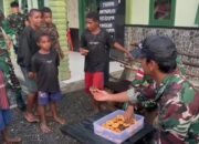 Berbagi Kebahagiaan, Satgas Yonif 641/Bru Makan Bersama Anak-Anak Papua