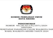 KPU Kota Kediri Menetapkan Paselon Walikota Dan Wakil Walikota periode 2024-2029