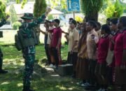 Latih Disiplin Sejak Dini, Satgas Yonif 131/BRS Latihkan PBB Bagi Siswa di Wilayah Perbatasan