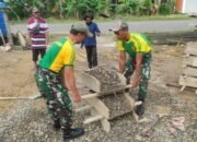 Bentuk Kepedulian, Satgas Pamtas Yonarmed 11 Kostrad Bantu Pembuatan Rumah di Perbatasan