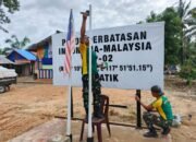 Satgas Pamtas Yonarmed 11 Kostrad Laksanakan Pemeliharaan Patok Batas Negara