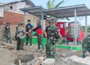 Jelang Penutupan TMMD 122, Anggota TNI dan Warga Lakukan Kerja Bakti