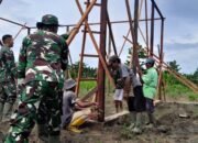 Jalin Kebersamaan dan semangat gotong royong, Satgas Yonif 131/BRS Melaksanakan Karya Bakti Bangun Masjid di Perbatasan Papua