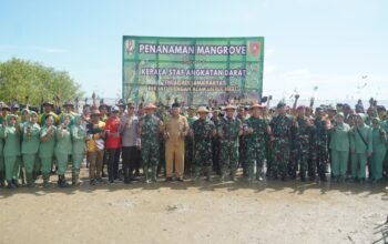 Satgas Pamtas Yonarmed 11 Kostrad Laksanakan Penanaman Mangrove di Perbatasan