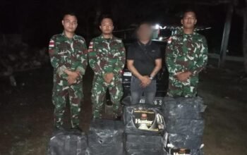 Satgas Pamtas Yonarmed 11 Kostrad Gagalkan Penyelundupan 240 Kaleng Miras di Perbatasan Nunukan