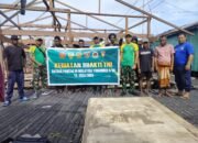 Satgas Pamtas Yonarmed 11 Kostrad Perkuat Kebersamaan, Bantu Pembangunan Rumah Warga di Perbatasan