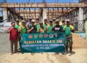 Semangat Gotong Royong, Satgas Pamtas Yonarmed 11 Kostrad Bersama Warga Dalam Pembangunan Ponpes Ibadurrahman di Perbatasan