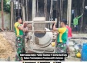 Kebersamaan Satgas Pamtas Yonarmed 11 Kostrad dan Warga dalam Pembangunan Pendopo di Perbatasan