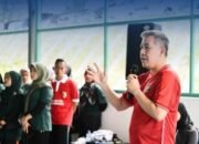 Bupati Pesawaran Dendi Ramadhona Gelar Olahraga Bersama Para Pejabat di Gedung Olahraga Pemkab