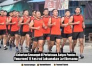 Kobarkan Semangat di Perbatasan, Satgas Pamtas Yonarmed 11 Kostrad Laksanakan Lari Bersama