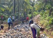 Semangat Guyup Rukun, TNI dan Warga Kompak Pecah Batu Bangun Jalan di Pekon Pemerihan