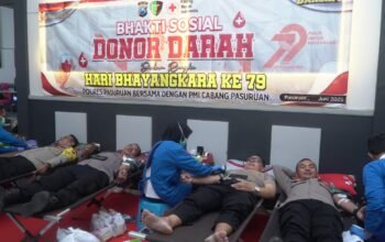 Donor Darah Sambut Hari Bhayangkara ke-79, Polres Pasuruan Libatkan 100 Peserta