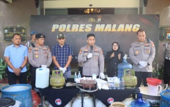 Polres Malang Berhasil Bongkar Produksi Arak Ilegal di Bantur, Terendus Lewat Layanan 110