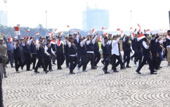 Satpam dan Potmas Ikut Ambil Bagian Dalam Devile Hari Bhayangkara ke-79 di Monas