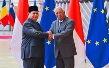 Presiden Prabowo Subianto Melakukan Pertemuan Dengan Presiden Dewan Eropa António Costa di Gedung Europa, Brussel, Belgia