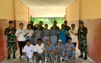 Sambut HUT RI ke-80, Satgas Yonif 131/Brajasakti Latih Paskibra di Perbatasan RI-PNG