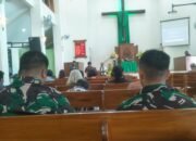 Ibadah Minggu, Personel Satgas TMMD Reguler Ke-125 Kodim 0735/Surakarta Yang Beragama Kristen Ikuti Ibadah di Gereja