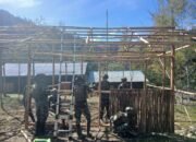 Satgas Yonif 700/WYC Lanjutkan Pembangunan SD 03 Mayuberi, Fokus Kerjakan Pemasangan Dinding