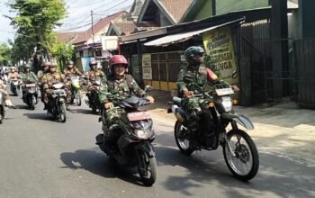 Patroli Binter Mitigasi Bersama Koramil 0809/02 Pesantren beserta Banser