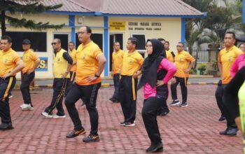 Meriahkan HKGB ke-73,Polres Langkat Bersama Bhayangkari Gelar Olahraga Bersama