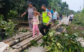 Sat Lantas Polres Langkat Laporkan Jalur Hinai–Padang Tualang Terputus Akibat Banjir