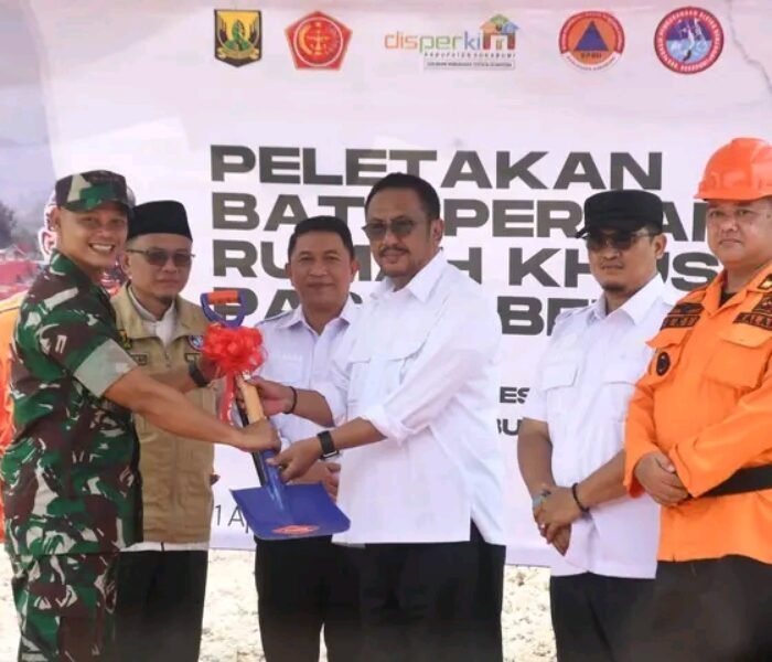 Peletakan Batu Pertama Kampung Mubarokah Bupati Sukabumi Drs, H. Asep Japar, M.M., Merealisasikan Pembangunan Hunian Pasca Bencana