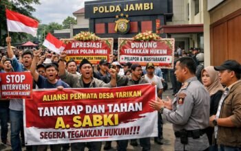 Aliansi Permata Geruduk Polda Jambi, Apresiasi Penetapan Tersangka A. Sabki dan Desak Penahanan