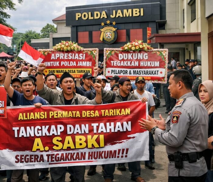 Aliansi Permata Geruduk Polda Jambi, Apresiasi Penetapan Tersangka A. Sabki dan Desak Penahanan