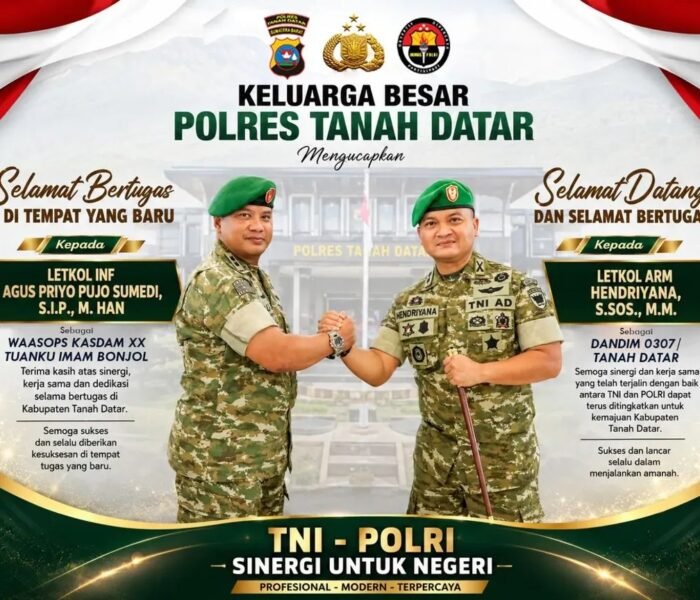 Sinergi Tanpa Batas: Kapolres Tanah Datar Lepas Letkol Pujo Sumedi dan Sambut Hangat Dandim Baru Letkol Henriyana