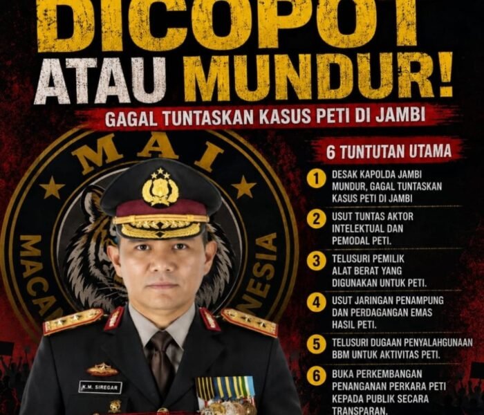 MAI Akan Geruduk Polda Jambi, Desak Bongkar “Bos Besar” PETI dan Evaluasi Kapolda