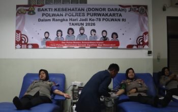 Sambut Hari Jadi ke-78 Polwan, Polwan Polres Purwakarta Gelar Bakti Kesehatan Donor Darah