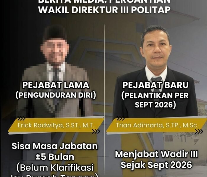 Wadir III Politap Diganti, Alasan Pengunduran Diri Sisakan Pertanyaan